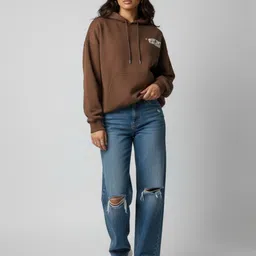 glitchez Women Printed Hooded Oversized Sweatshirt image 3