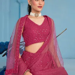 DIVASTRI Women Embroidered Semi-Stitched Lehenga & Unstitched Blouse With Dupatta image 5