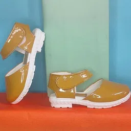 NEW LATEST Girls Yellow Leather Velcro Shoe-Style Sandals-image-72