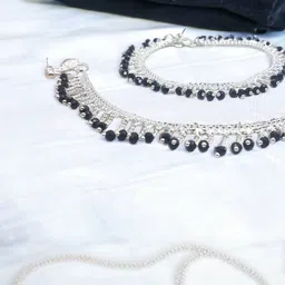 BR Ornaments Silver-Plated Artificial Stones Studded Anklet image 2