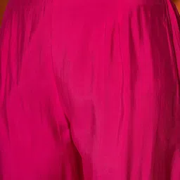 Sangria Floral Embroidered Regular Mirror Work A-Line Kurta with Palazzo image 3