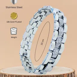 RKB Sales Men Stainless Steel Silver-Plated Link Bracelet image 3