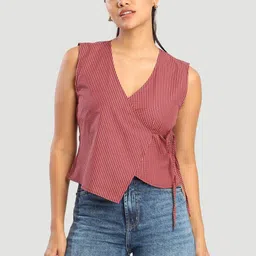 Bene Kleed Women Checked Cotton Wrap Top-image-90