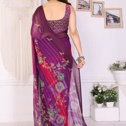 MAGNEITTA Floral Zari Pure Chiffon Designer Saree image 3