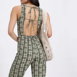 glitchez Checked Tie-Up Back Jumpsuit-picture-15