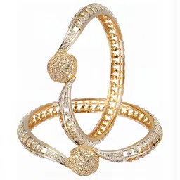 Shiv Jewels Women Set Of 2 Gold Plated Cubic Zirconia Stone-Studded Bangles-image-36