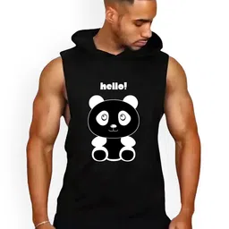 Fashnobic Men Hello Printed Hooded Cotton Gym Vest-image-54