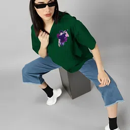 Kasendra Women Graphic Printed Round Neck Cotton T-shirt image 3