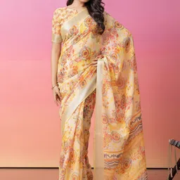 RACHNA Printed Floral Saree with Zari Border-image-46
