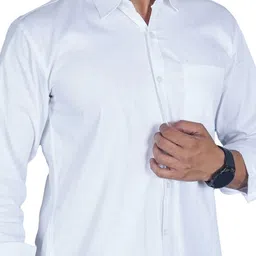 EARNSHAW Men Solid Spread Collar Cotton Formal Shirt image 2