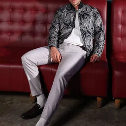 Campus Sutra Men Lightweight Biker Jacket with Embroidered image 2