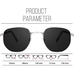 Being Better Unisex Black Lens & Silver-Toned Rectangle Sunglasses with image 5