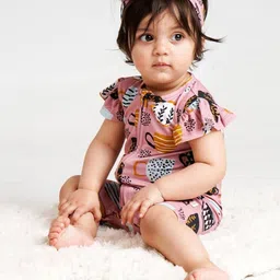 THE PLUSH CLUB Infants Cups Printed Round Neck Rompers-picture-38