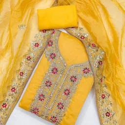 Rangtulika Ethnic Motifs Embroidered Sequinned Unstitched Dress Material-image-73