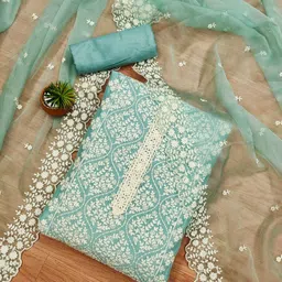 LeeliPeeri Designer Embroidered Art Silk Unstitched Dress Material-image-60