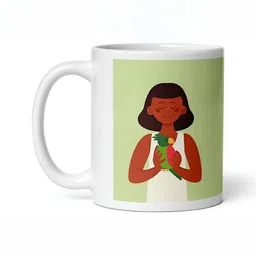 Mr UVD White & Green Graphic Printed Ceramic Glossy Mug - 350 ml-picture-36