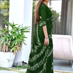 KALINI Batik Silk Cotton Designer Block Print Saree image 4