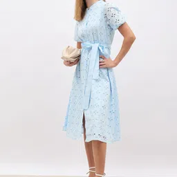Styli Women Short Sleeve Shirt Style Schiffili Midi Dress-image-36