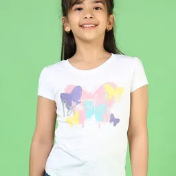 V-Mart Girls Floral Printed Extended Sleeves Tropical T-shirt-picture-42