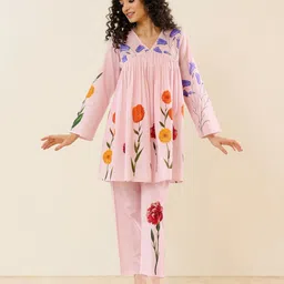 Rustorange At The Florist's Printed V Neck Tunic With Trouser Co-Ords-picture-39