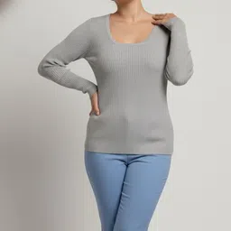 DELAN Women Ribbed Woollen Pullover-picture-26