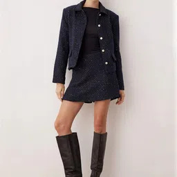 Trendyol Lacivert Women Embellished Mid-Rise Above Knee Fashion Shorts-image-37