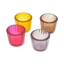 Myntra Elegant Homes Yellow & Red Set of 4 Candle Holder image 4