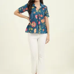 REVOSAA Women Floral Printed Shirt Collar Top-picture-26