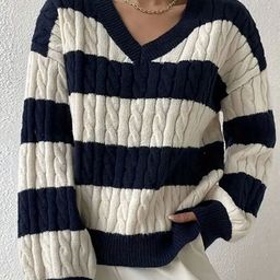 bebe Women Striped Self Design Ribbed Sweaters-picture-16