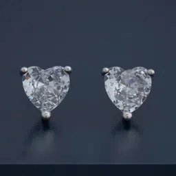 Kushal's Fashion Jewellery 92.5Silver Rhodium-Plated Heart Shaped Studs Earrings-picture-34