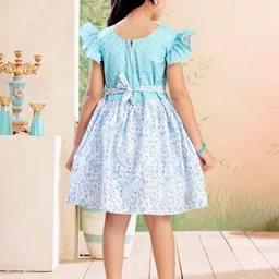 Muhuratam Girls Turquoise Blue Dresses image 3