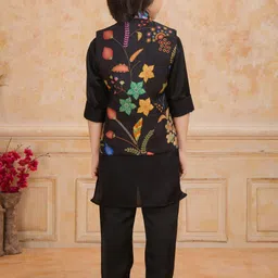 Ministitch Boys Floral Embroidered Regular Mirror Work Kurta with Pyjamas image 4