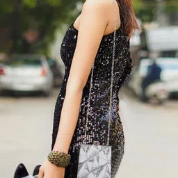 NORVE Embellished Box Clutch With Twist Closure image 4