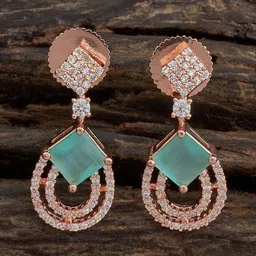 Kushal's Fashion Jewellery Rose Gold-Plated Teardrop Shaped Drop Earrings-picture-39