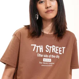 Tokyo Talkies Women Typography Printed Drop-Shoulder Sleeves Slim Fit T-shirt-picture-13
