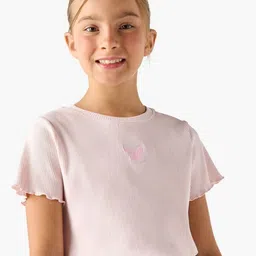 Juniors by Babyshop Girls Self Design Round Neck Cotton T-shirt-picture-12