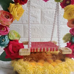 Sellplus Yellow & Red Embellished Krishna Janmashtami Jhula image 5