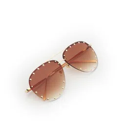 PELLE LUXUR Unisex Brown Lens & Brown Oversized Sunglasses with image 2