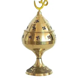 Shakuntla Vintage Gold Brass Om Mantra Oil Lamp Pooja Diyas-image-54