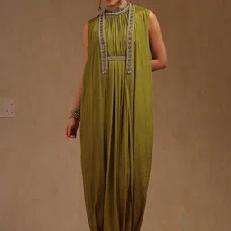 Soch Women Botanical Printed & Beads & Stones Pleated Basic Jumpsuit-image-2