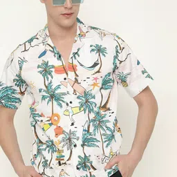 SZN Tropical Printed Spread Collar Shirt-image-0