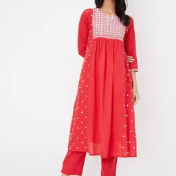 max Women Ethnic Motifs Embroidered Kurta with Trousers-image-43