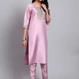 JDS LIFESTYLE Ethnic Motifs Embroidered Sequinned Kurta With Trousers image 5