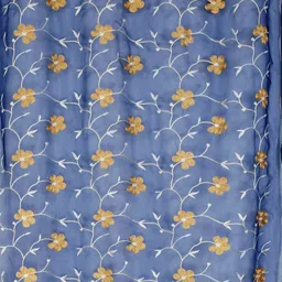 Aura Navy Blue & Brown Set of 2 Embroidered Sheer Door Curtain image 4