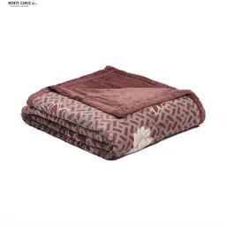 Monte Carlo Purple & White Floral Printed Heavy Winter 850 GSM Double Bed Blanket image 5