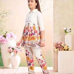 aarika Girls Floral Printed Cotton A-Line Kurta with Trousers image 5