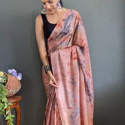 V3 FASHION STUDIO Abstract Printed Pure Chiffon Jamdani Saree image 5
