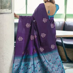 GHAN SALS Ethnic Motifs Zari Organza Baluchari Saree image 5