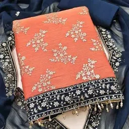 BlissFlair Floral Printed Beads and Stones Unstitched Dress Material-picture-33