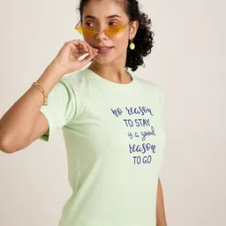 AVOCADO Women Typography Printed Round Neck Cotton T-shirt-picture-35